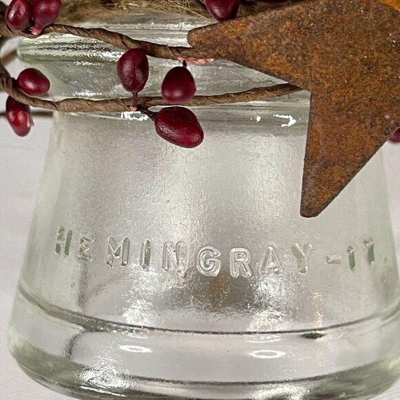 Hemingray Decorated Antique Glass Insulator, 16-58. Pip Berries w/Rusty Star - Picture 4 of 5
